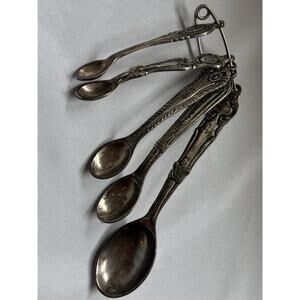 Anthropologie Vintage Silver Plated Measuring Spoons Set of 5 on Safety Pin